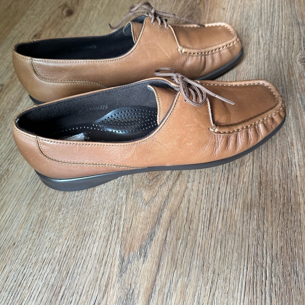 SAS ‘Petra’ Tan leather lace-up moccasin loafers, size 10 - Picture 4 of 7